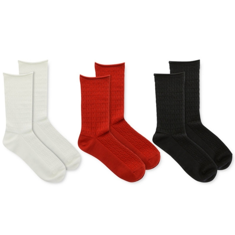 RALPH LAUREN WOMEN'S 3PK CABLE KNIT SOCKS NWT